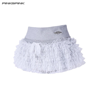 Multi-Layer Lace Trim Punk Ballet Y2K Skirt Shorts