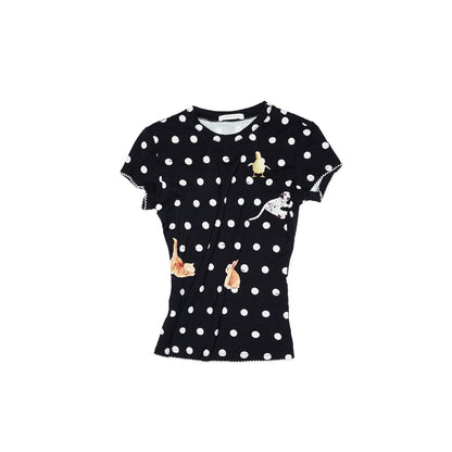 Animal Polka Dot Print T-Shirt – Slim Fit Crew Neck Short Sleeve