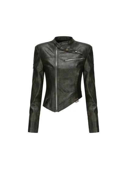 Side Zippered - Leather Jacket and Pants Set