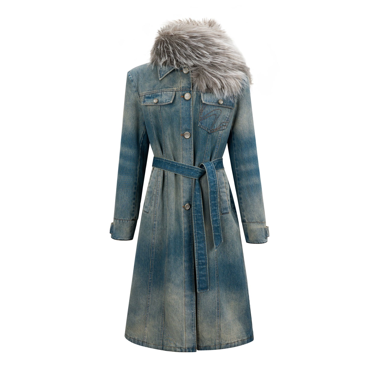 Winter Detachable Imitation Mink Fur Collar Coat