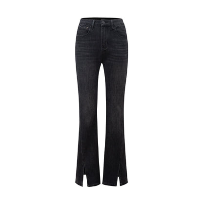 Elastic Black Slim Flare Jeans