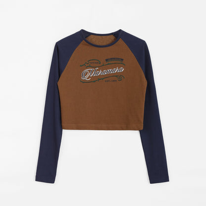 Contrast Raglan Sleeve Letter Print T-Shirt