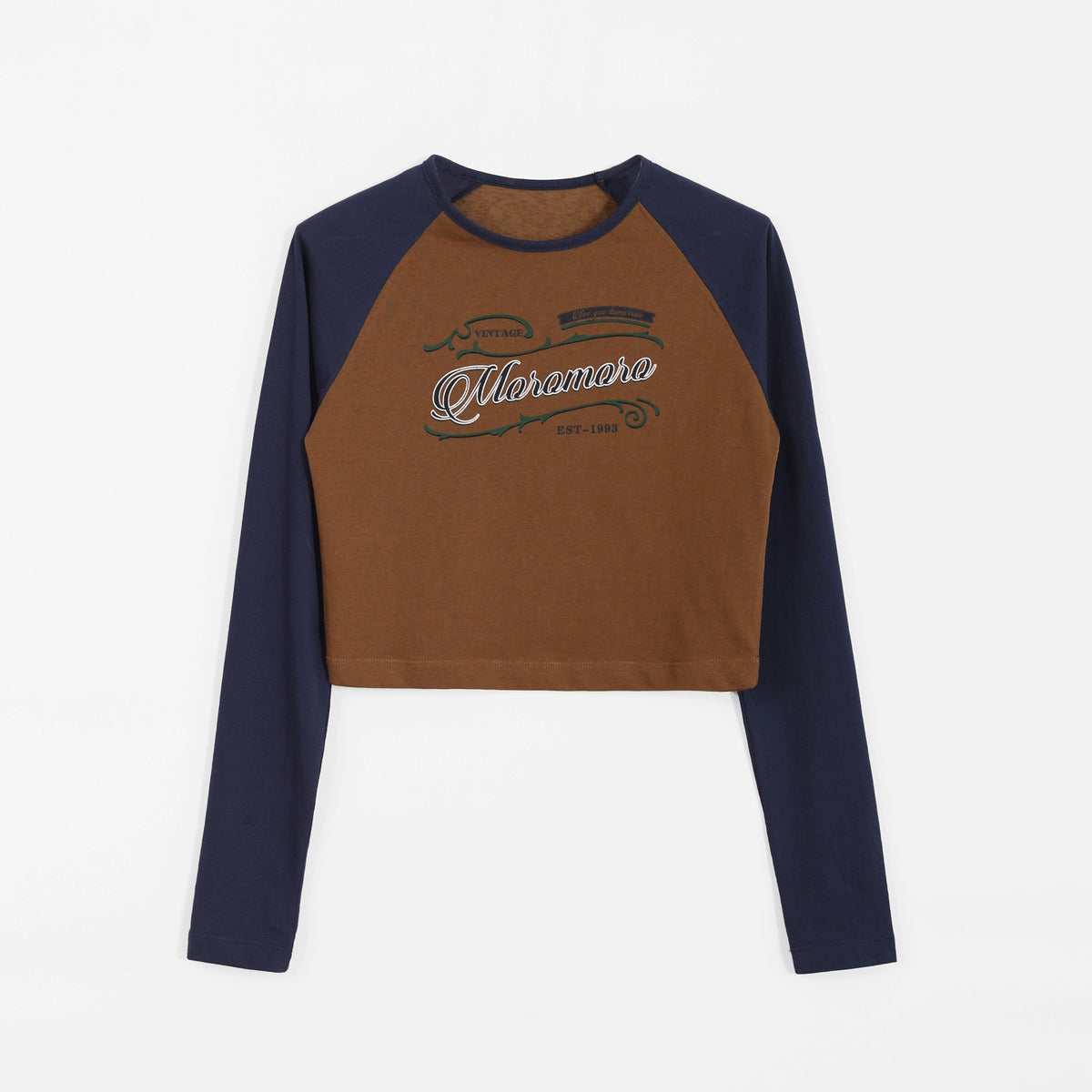 Contrast Raglan Sleeve Letter Print T-Shirt