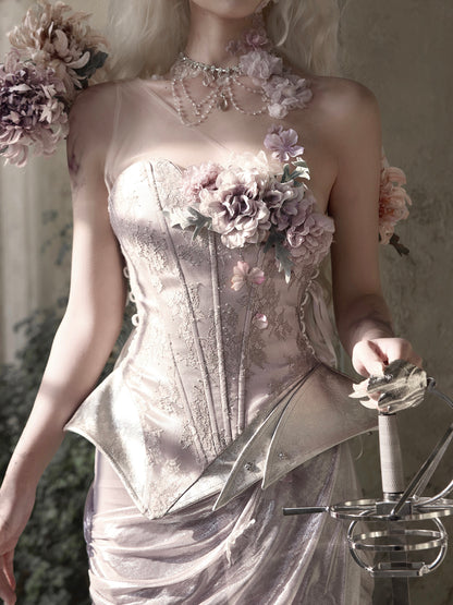 Silver Floral Corset Bustier | Elfcore Fairy Armor Top