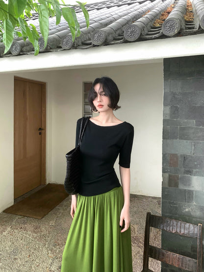 French Vintage Bardot Knit Top