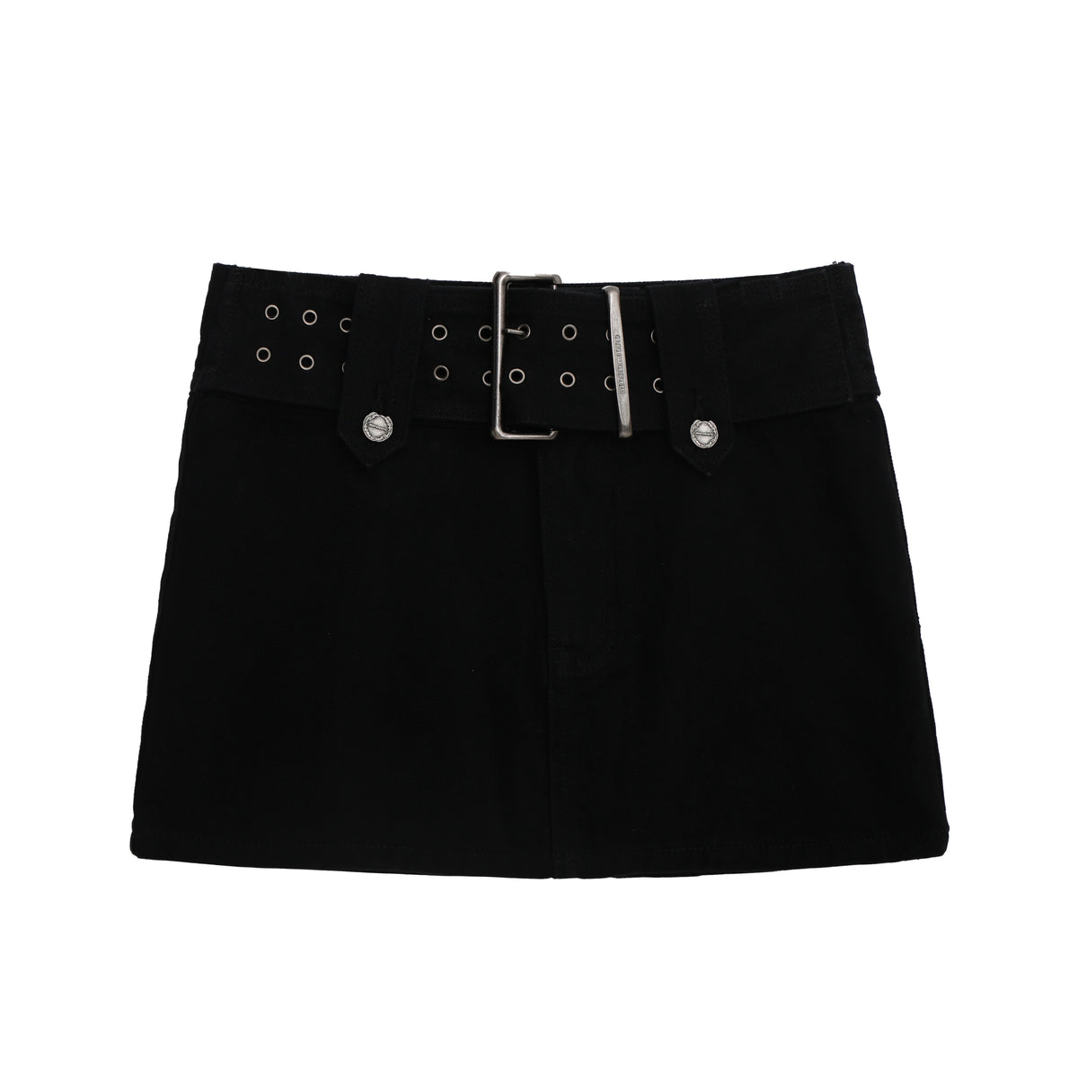 Square Buckle Hardware Denim Skirt