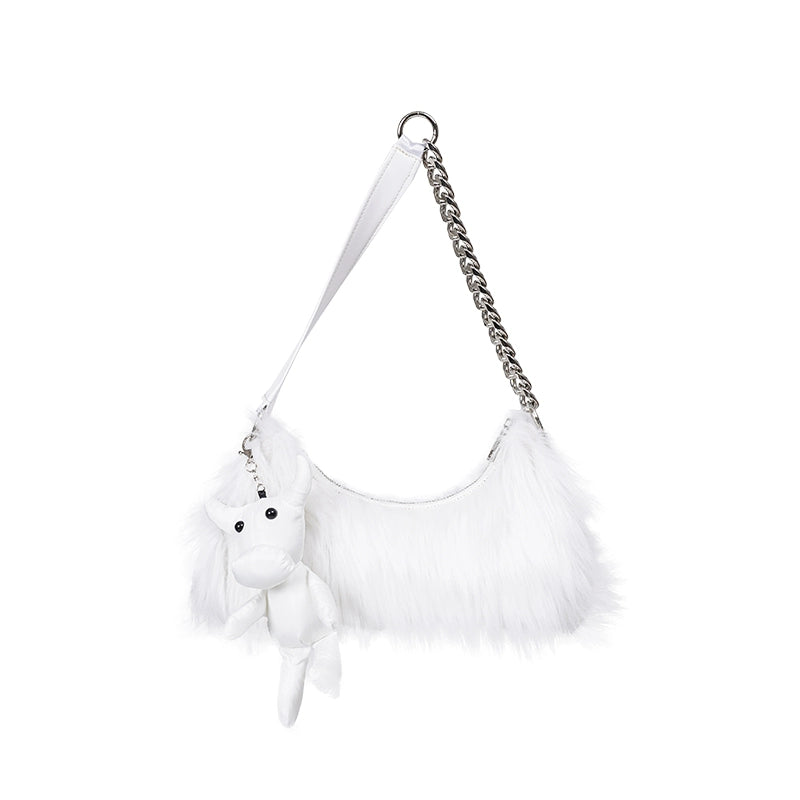 Solid Fur Underarm Bag