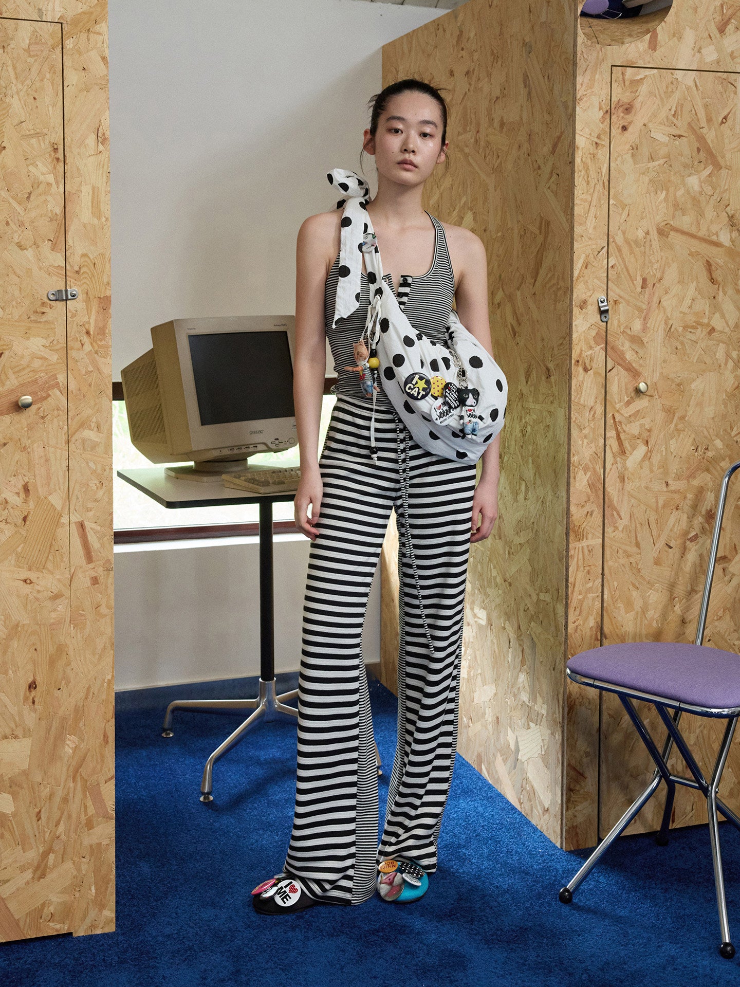 Striped Tank, Cardigan & Trousers Set