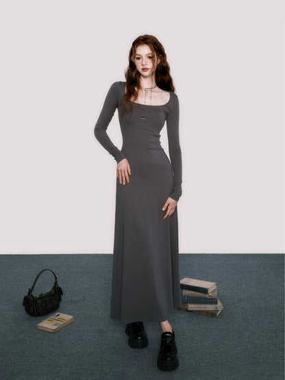 Long Black Knitted Dress - Cool and Slimming