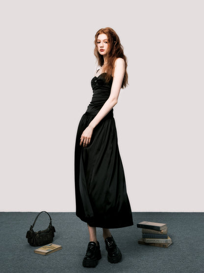 French Backless Luxury Dress - Dark Wrinkle