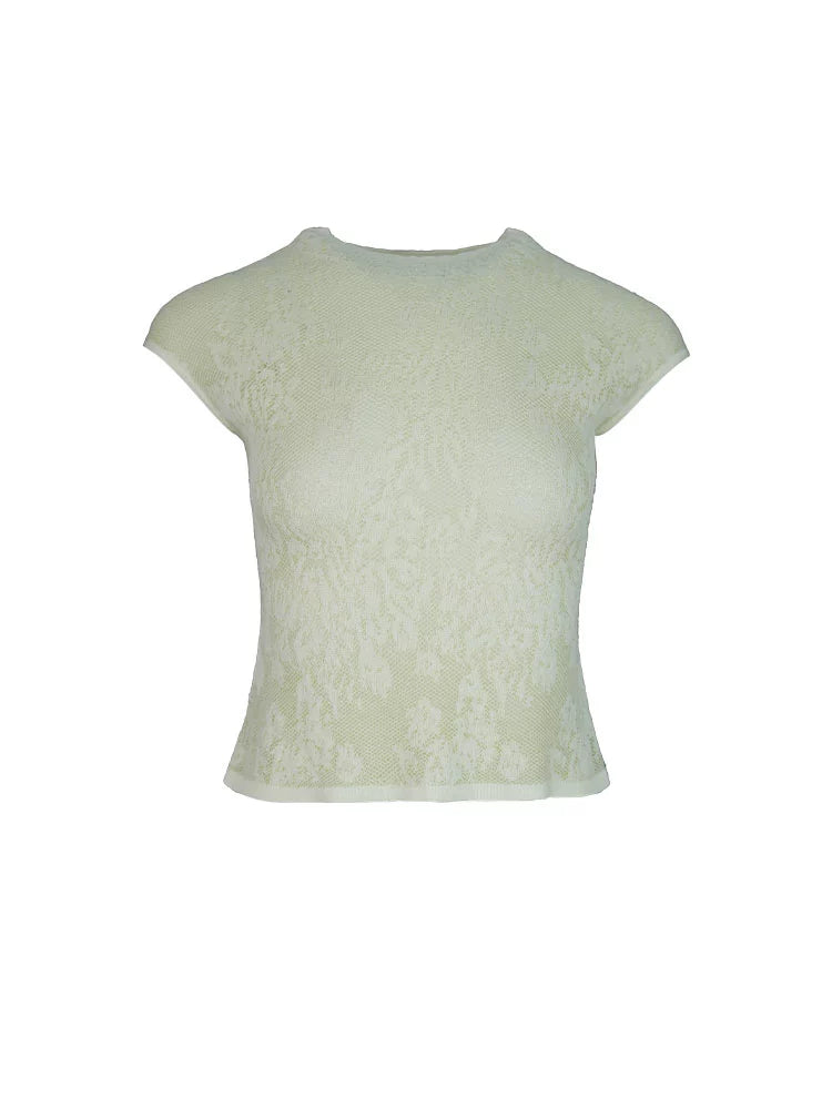 French Retro Lace Short-Sleeve Top