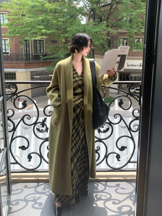 Gathering the Moon 100% Wool Reversible Tweed Long Coat – 2025 AW