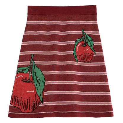 Set de camiseta y falda de manga corta de manzana roja