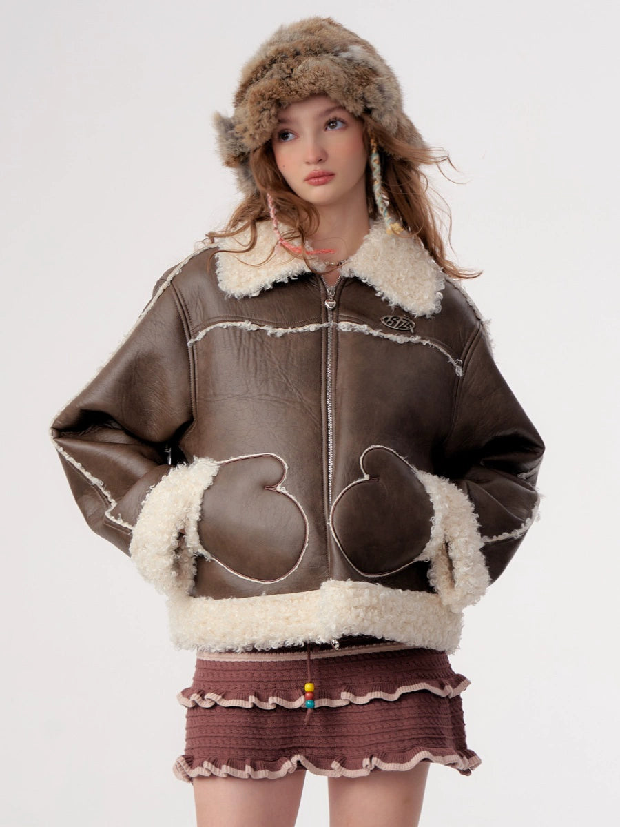 Lambskin Fur Motorcycle Jacket | Thick Retro Design for Autumn/Winter