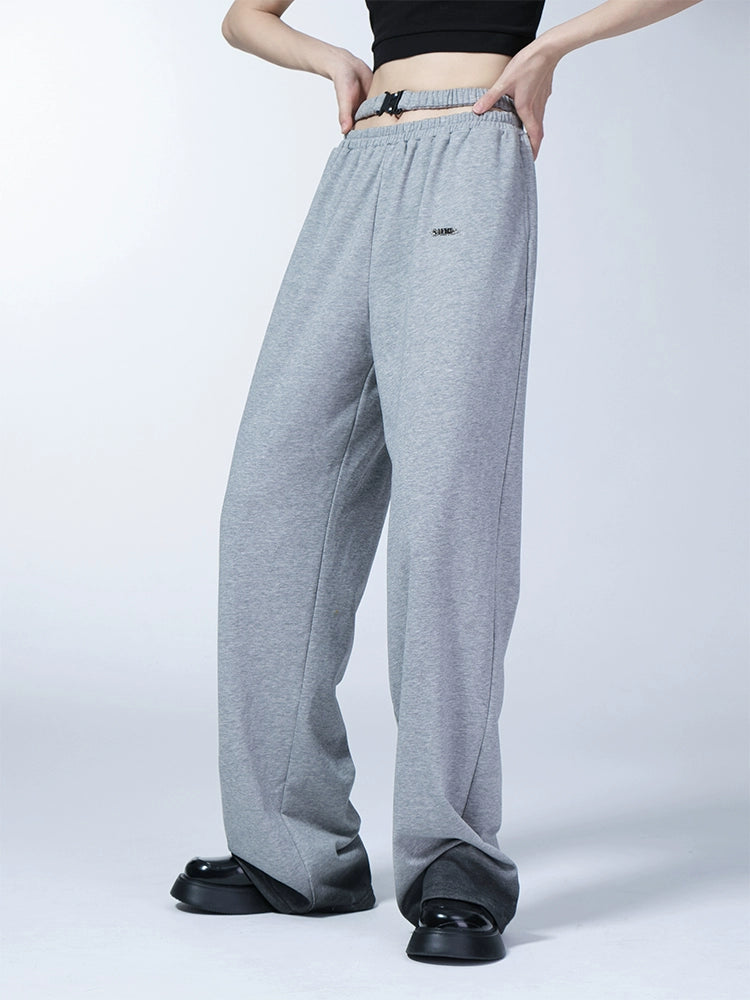 Grey Gradient High Waist Wide Leg Sports Pants