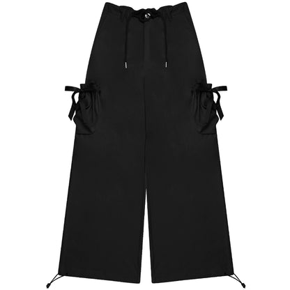 High Waist Bow Pocket Loose Pants | Retro Spring/Summer Wide-Leg Style