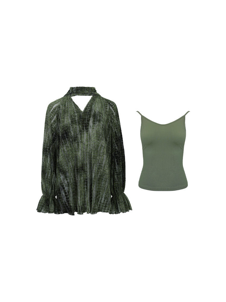 Golden Flame Tie-Dye Shirt & Tank Top Set – Hong Kong Retro Autumn Layers