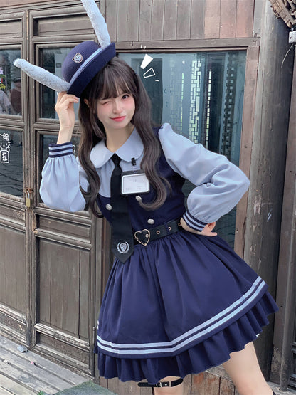 Rabbit Police Officer Academy Doll Collar Dress