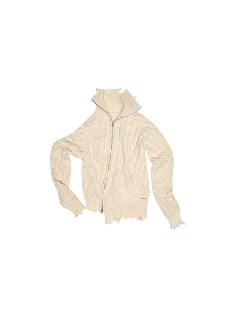 Suede Velvet Cable Cardigan – Midi-Length Designer Knitwear