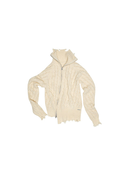 Suede Velvet Cable Cardigan – Midi-Length Designer Knitwear