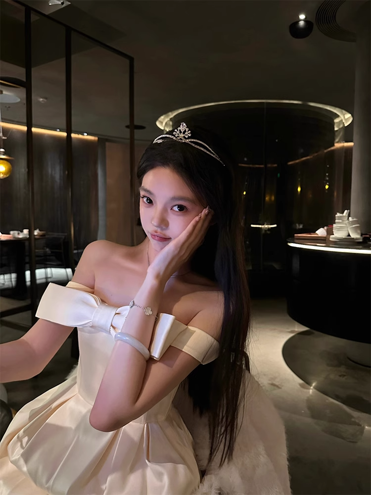 White One-Shoulder Ribbon Dress – Princess Tutu Birthday Gown