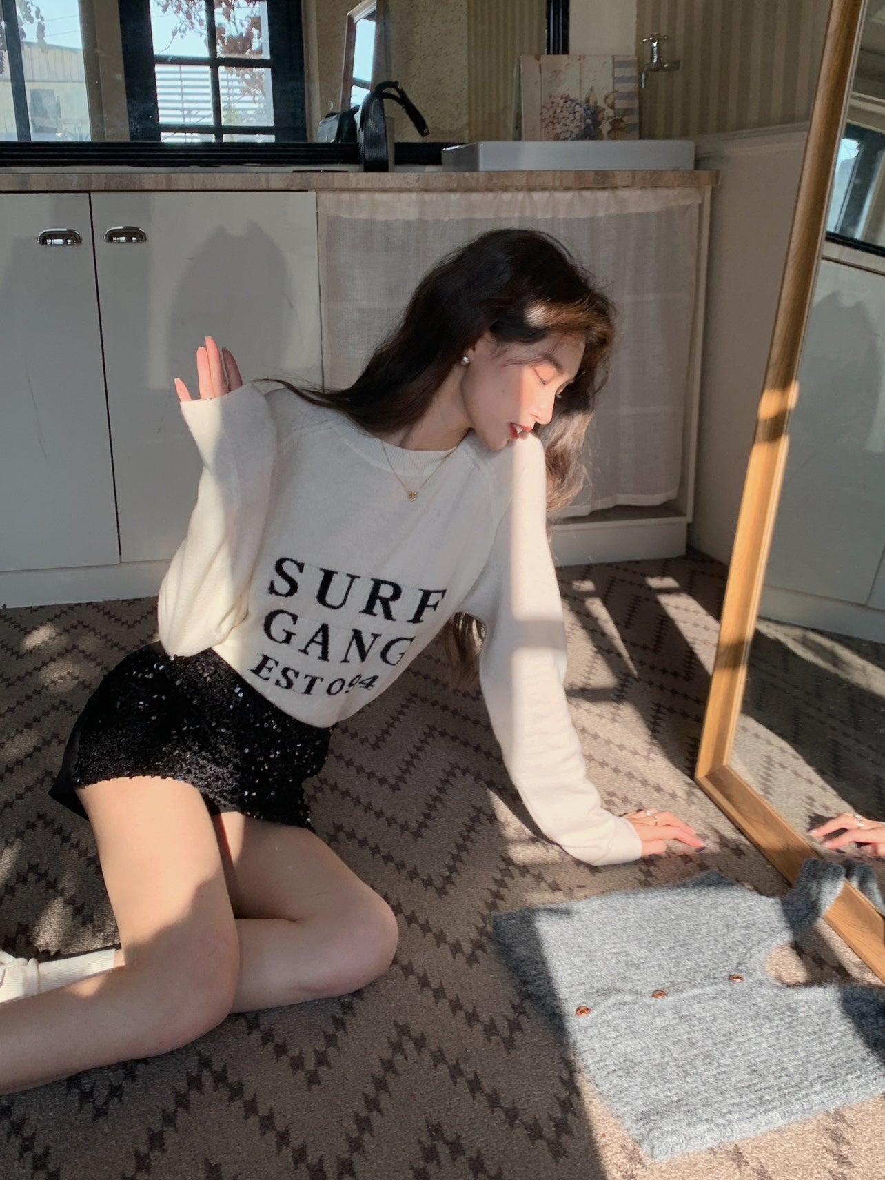 Spring Wool Letter Knit Tee