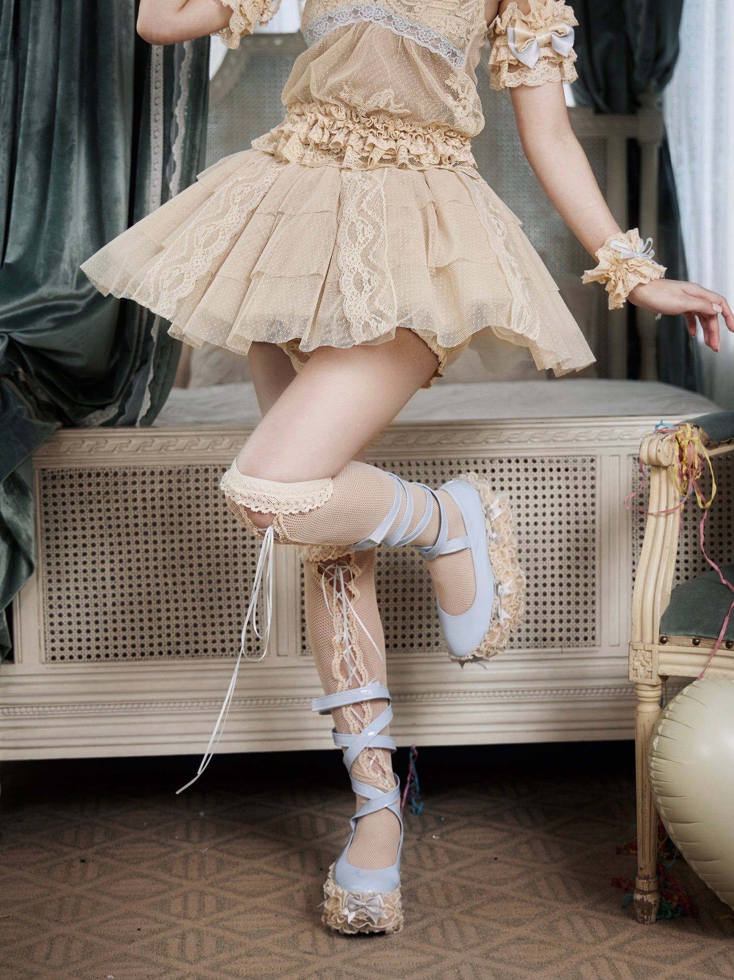 Cream Lace Layered Skirt Pants | Rococo Bloomers