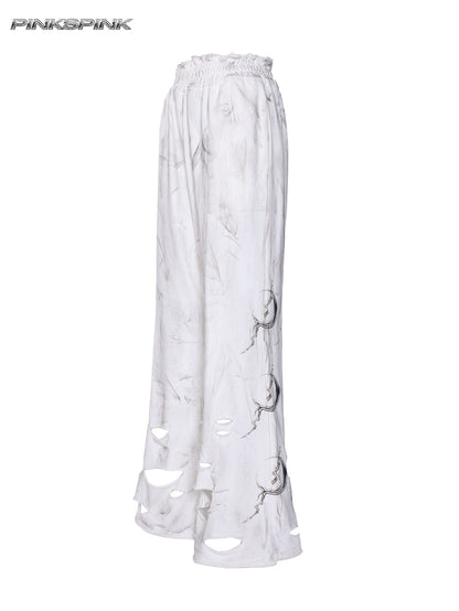 Electric Moon Distressed Coated Flared Sweatpants – Unisex Y2K Rock Fit