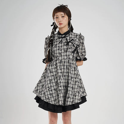 Checker Bow Cheongsam Doll Skirt