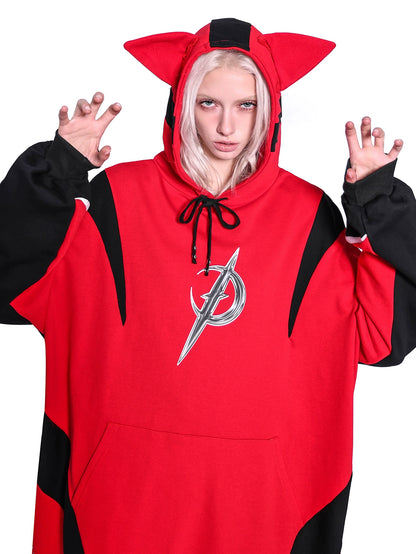Cat Ear Concept Latte Stitch Y2K Loose Hooded Sweatshirt (Unisex)