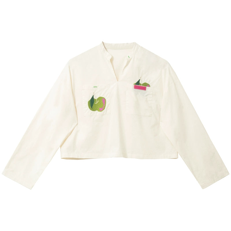 Рубашка для вышивки зеленой яблоки и набор юбки