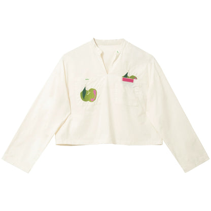 Рубашка для вышивки зеленой яблоки и набор юбки
