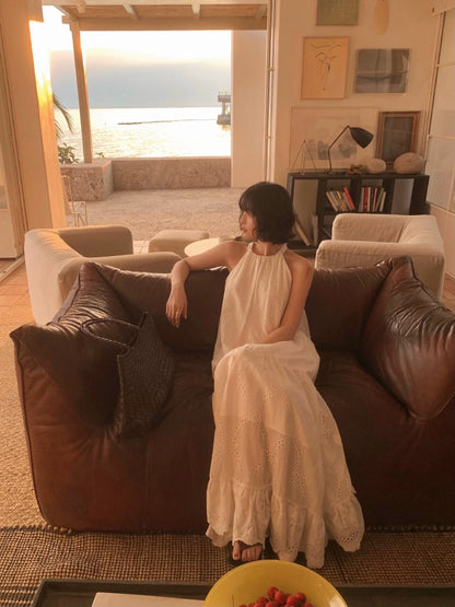 [Manye] French Retro Halterneck Maxi Dress – Resort Style