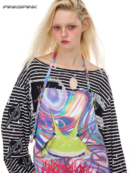 Rock Frog Y3K Lace-Rivet Punk Apron Skirt – Hot Girl Statement Layer