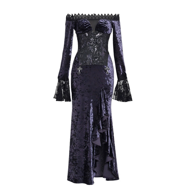 Luna Ritual Gothic Mermaid Long Sleeve Dress