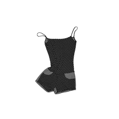 Reversible Polka Dot Stripe Suspender Jumpsuit – Slimming Short Set
