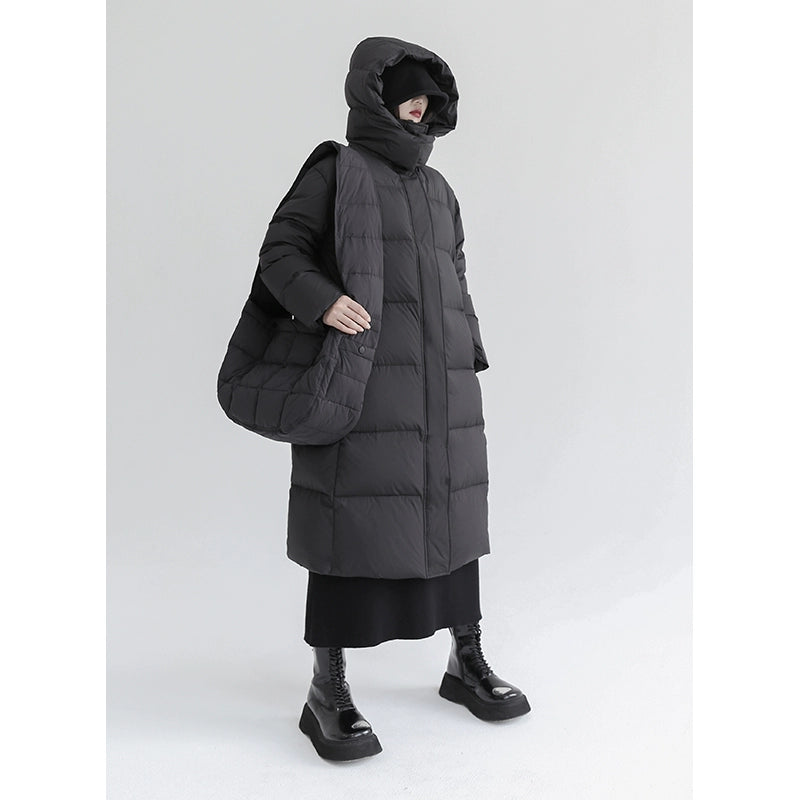 Hooded Mid-Length Down Jacket