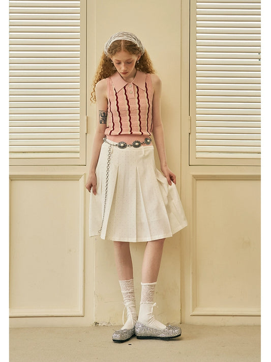 Polka Dot Pleated Midi Skirt