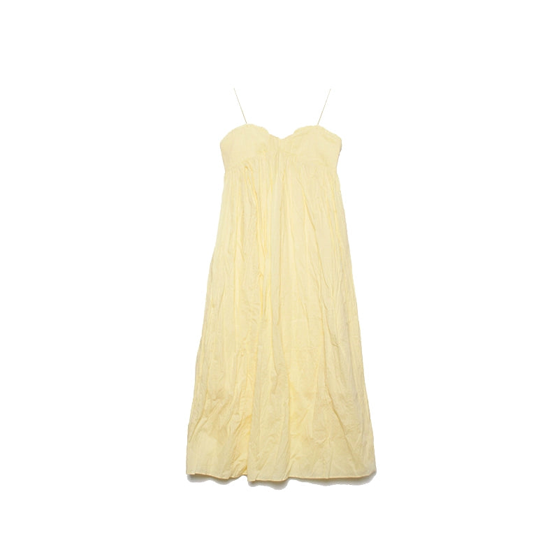 Lemon Yellow Pleated Holiday Dress - Black Sling