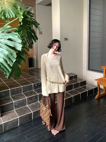 Warm Tea High-Waisted Slim Straight Trousers – Hong Kong Retro Autumn