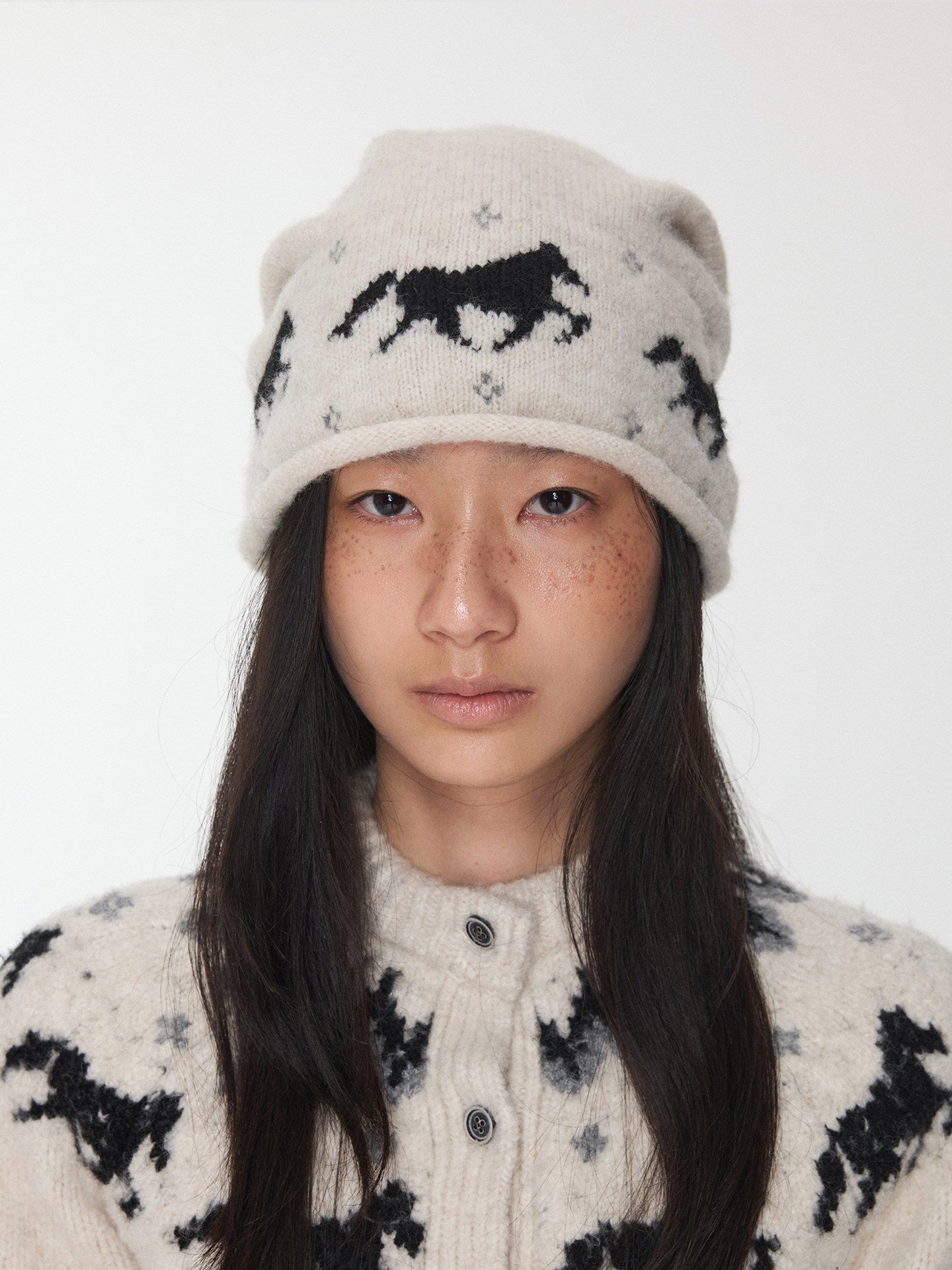 Fair Isle Pony Knit Beanie