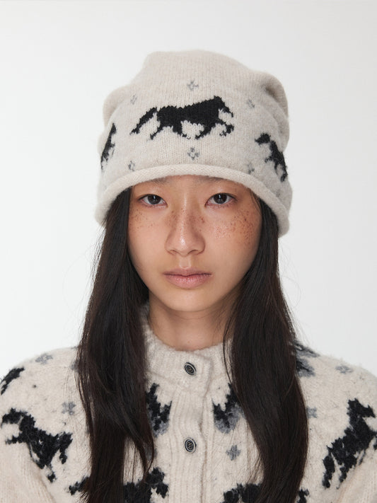 Fair Isle Pony Knit Beanie
