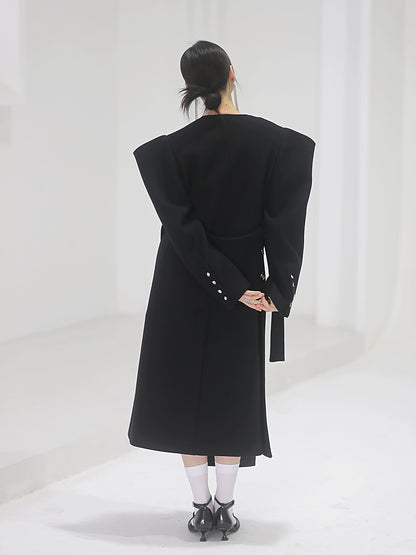 Heavyweight Black Woolen Long Coat