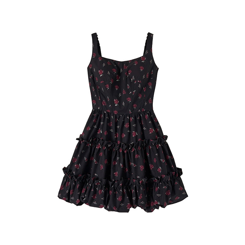 Rose Print Strap Dress