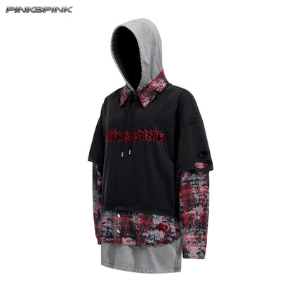 Three-Piece Layered Hooded Short-Sleeve Y2K Tee Set