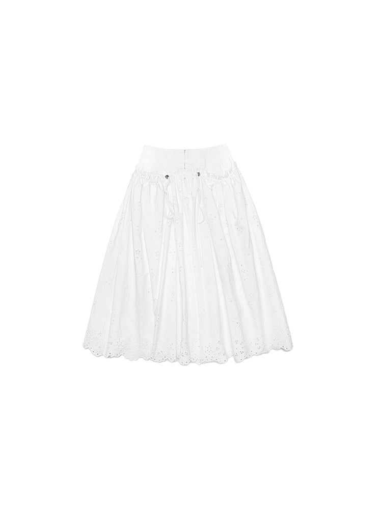 Double Waist Umbrella Skirt Set – Casual White Mini Skirt Outfit
