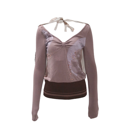 Printed Stretch-Knit Gauze Hooded Top – Soft Fit Style