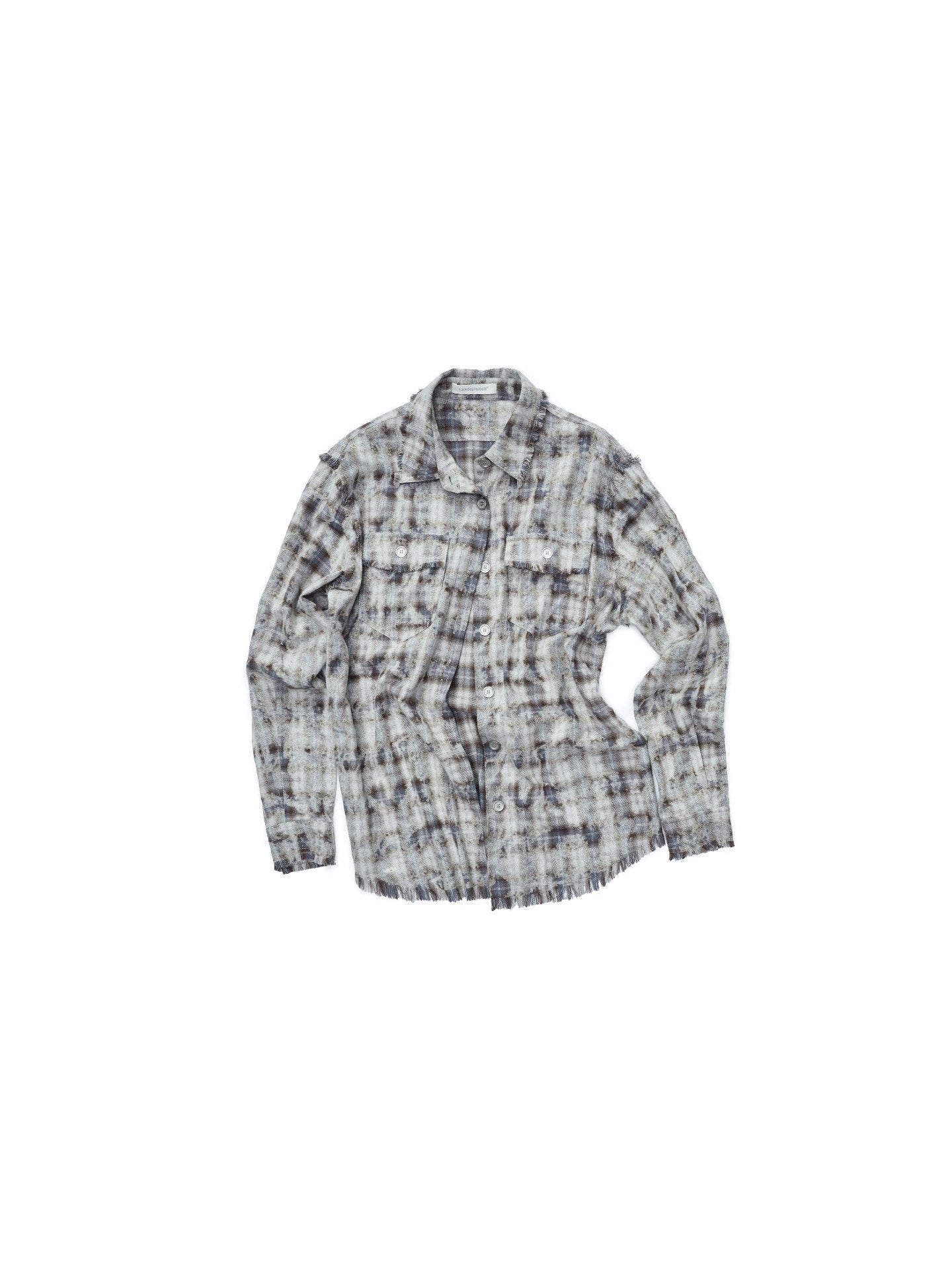 Distressed Plaid Shirt Jacket