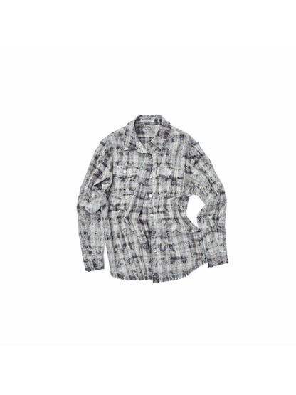 Distressed Plaid Shirt Jacket