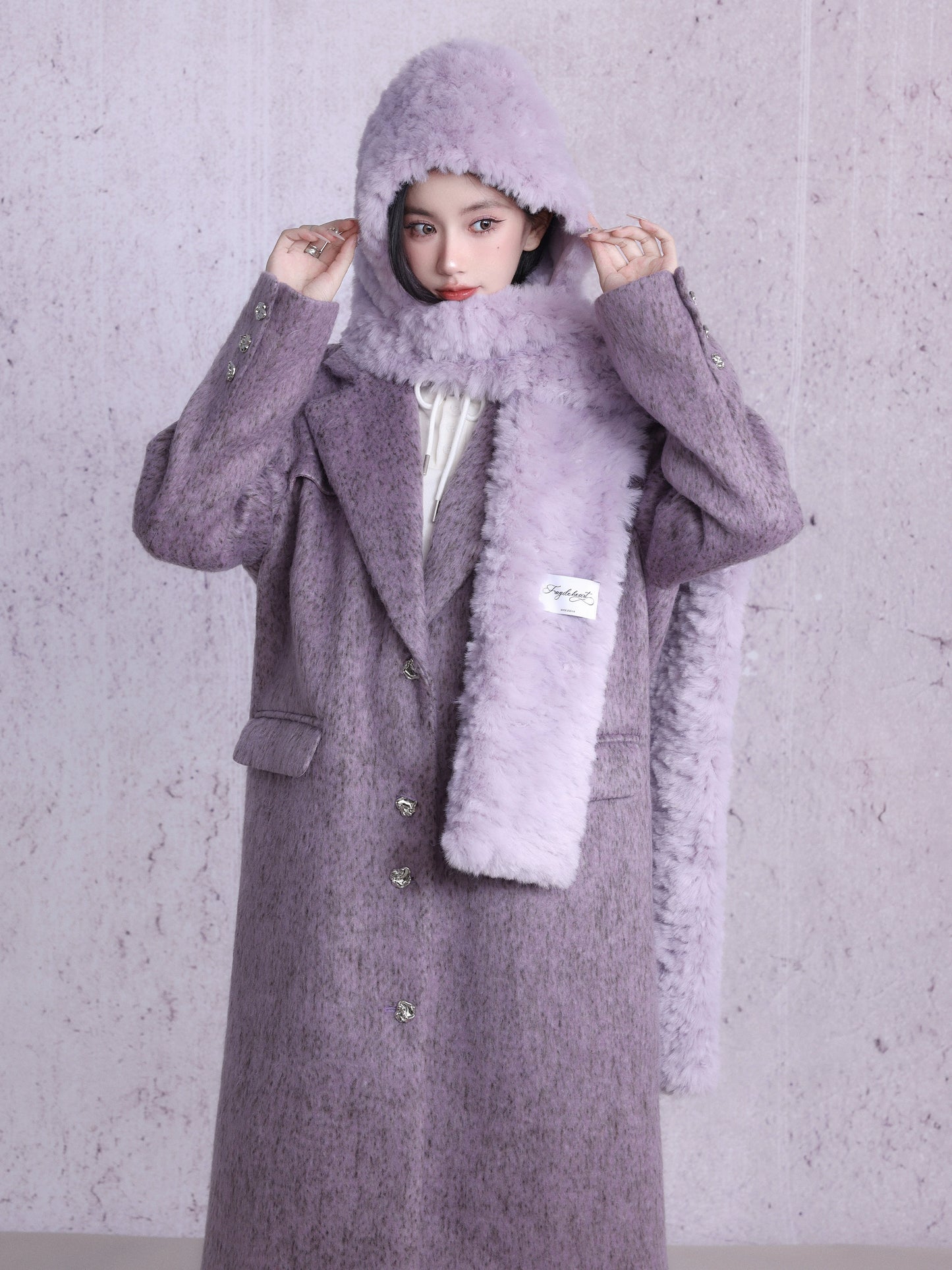 Manteau long violet classique en forme de H